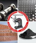 Premium Quality Hella Durable 1 Ton Manual Arbor Press With Comfort Grip Handwheel For Precision Metal Stamping And Heavy Duty Bending showcasing metal components, leather embossing, and powder processing.