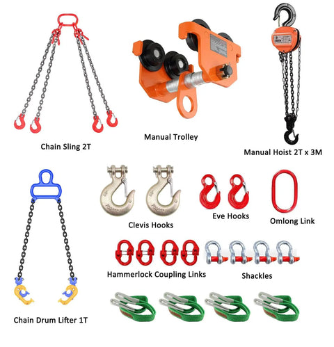 Adjustable Gantry Crane 2-Ton Portable Hoist Frame With Trolley, Sling, Shackles, Hooks And Festoon System set components view