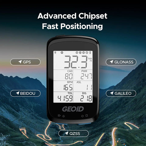 Wireless Bike Computer GPS With ANT Plus Bluetooth, 2.5 Inch Display, IPX6 Waterproof Cycling Computer shown with features