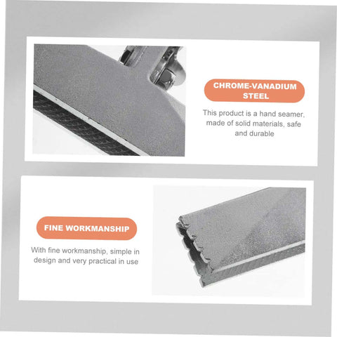 Chrome-vanadium Two Pack Manual Sheet Seamer With Double Handle For Metal Flattening And Hemming, close-up of materials and edge.
