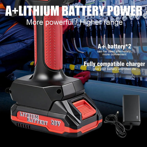 Heavy Duty Wireless Crimping Tool Kit With Seven Quick Swap Dies, 21 Volt Rechargeable Battery And Charger with lithium battery.