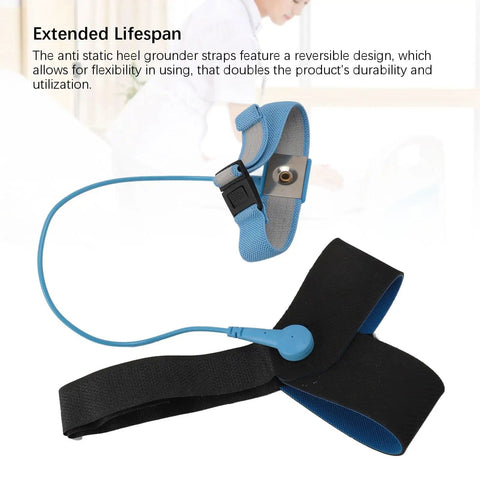 ESD Heel Grounder Straps Set One Size Fits All Adjustable Shoes Straps With Buckle For Grounding Electronics Anti Static Foot Straps