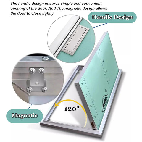 Top Notch Paintable Drywall Access Panel For A Crisp Wall Or Ceiling Finish features a convenient handle and magnetic closure design.