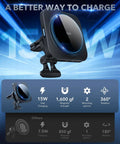 MagSafe Car Mount Charger With 15W Wireless Charging For Air Vent Dashboard Phone Holder For iPhone 17 Pro Max 16 15 14 13 12 And Galaxy S25 Fast Charging front view with features.
