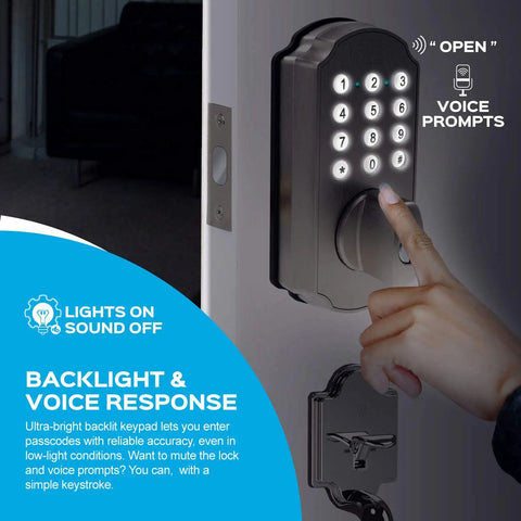 Person using Front Door Lockset Combo Digital Deadbolt With Keypad And Entry Handle, Electronic Lock With Voice Prompts For Keyless Entry, Easy Install On Left Or Right Hinged Doors, Brushed Nickel