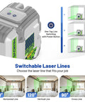 Green Laser Level With 55 Inch Tripod, Self Leveling 150 Ft Range, Pulse Mode Up To 200 Ft, Cross Line Tool For Picture Hanging, Tile, DIY And Construction, Rechargeable, Hard Case switchable laser lines