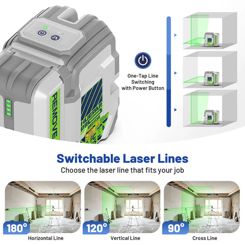 Green Laser Level With 55 Inch Tripod, Self Leveling 150 Ft Range, Pulse Mode Up To 200 Ft, Cross Line Tool For Picture Hanging, Tile, DIY And Construction, Rechargeable, Hard Case switchable laser lines