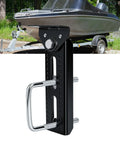 Adjustable Boat Trailer Bunk Brackets 10 Inch Top Kit Built Tough Cast Iron Marine Trailer Frame Upgrades For Deep V Hulls And Saltwater Use Black 4 Piece Set shown in detail against a boat background.