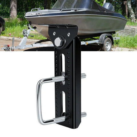 Adjustable Boat Trailer Bunk Brackets 10 Inch Top Kit Built Tough Cast Iron Marine Trailer Frame Upgrades For Deep V Hulls And Saltwater Use Black 4 Piece Set shown in detail against a boat background.