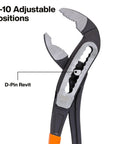Detail of 3-Piece Classic Klaw Pump Pliers Set With 7 Inch, 10 Inch And 12 Inch Pliers, V-Jaw for Maximum Torque and D-Pin Revit