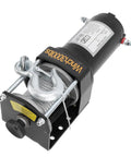 Durable 12V Electric Winch Kit With 3000lbs Load Bearing Power For Heavy Duty Towing And Off Road Rescue Jobs On Jeeps Trucks And Atvs Using Strong 1KW Motor And Smooth Planetary Gear Transmission, showcasing metal hook and steel cable.