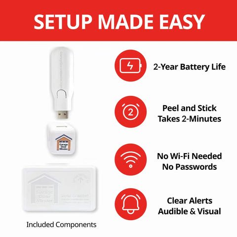 Fully Wireless Garage Door Monitor System With Whole House Alerts And Custom Beeps Lights And Delays No WiFi Needed Two Minute Install