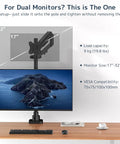 Rugged Pole Mount Monitor Arm Featuring Smooth Gas Spring Design For 17 To 32 Inch Displays with easy dual monitor setup.