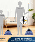 Heavy Duty Wet Mop With Looped End Cotton Mop Head, Industrial Grade String Mop, Telescopic Iron Pole, Adjustable From 44.5 To 55.1 Inches