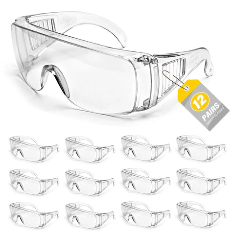 Over Eyeglasses Safety Glasses With Anti Scratch Polycarbonate Lenses And Integrated Side Shields Wraparound Eye Protection