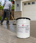 Professional Acrylic Concrete Cure And Seal For Pool Decks And Garages in use on stamped concrete floor.