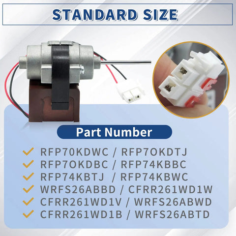 Refrigerator Evaporator Fan Motor Replacement For Kenmore D4612AAA36 Plug And Play with connectors and part numbers