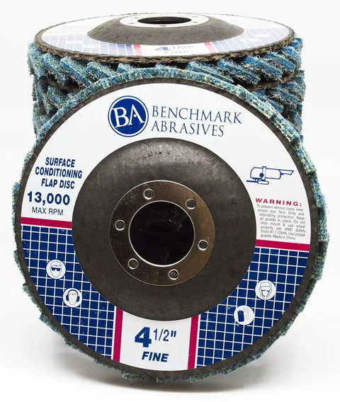 4-1/2 Inch Type 29 Surface Conditioning Flap Discs For Angle Grinders, 7/8 Inch Arbor, Fine Grit, 5 Pack For Blending, Grinding, Sanding And Polishing Metal
