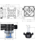Technical diagram of Water Pressure Booster Pump For Home And RV 110V Self Priming Diaphragm Pump Delivers 5.5 GPM And Adjustable 30 To 75 PSI