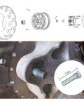 Hella Tough 16 Piece Wheel Studs Kit With Zinc Plated Finish For Polaris Ranger Sportsman RZR ACE And Utility ATVs 400 500 570 800 Off Road Upgrade Hardware close-up of zinc plated wheel stud on ATV