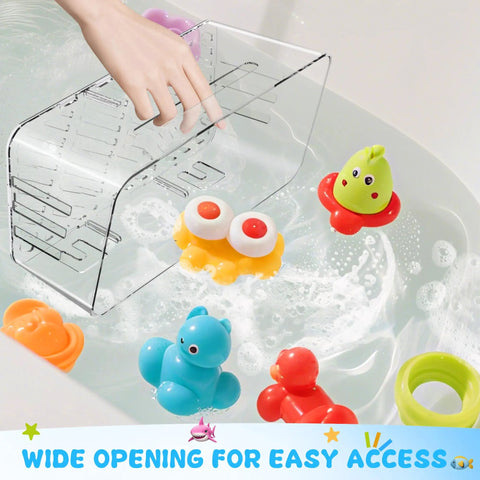 Two Pack Extra Large Bath Toy Storage Bin With Three Quick Drying Compartments Hella Spacious Design Keeps Rubber Ducks And Squirters Securely Stowed Away Total Bathtime Game Changer