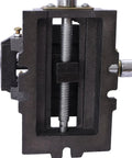 Close-up view of Tough As Nails Three Inch Drill Press XY Compound Vise showing cast iron base and precision screw mechanism.