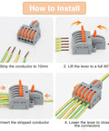 How to install Lever Push-In Wire Connector Kit, 40-Piece Compact Splicing Set for DIY Wiring, 24-12 AWG Inline Circuit Quick Connectors
