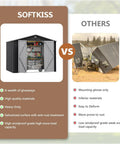 Comparison chart featuring 10x8 Foot Metal Outdoor Storage Shed With Lockable Doors vs other sheds, highlighting build quality and durability.