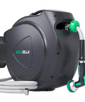 Auto Retractable Garden Hose Reel With One Hundred Feet Of Five Eighth Inch Hose Wall Mount Heavy Duty Build 9 Pattern Nozzle