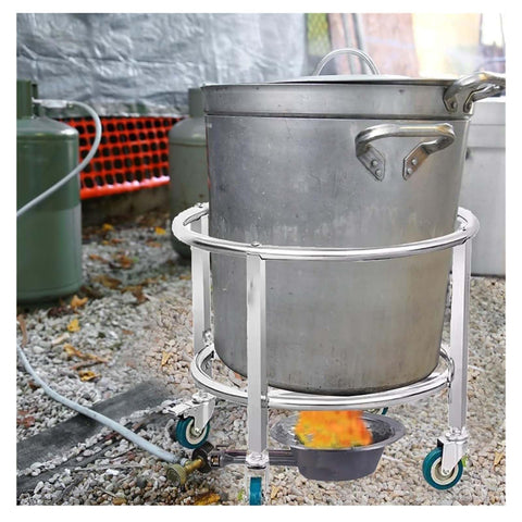 Heavy Duty Steel Drum Dolly Cart For Moving Industrial Barrels Kitchen Soup Pots And Milk Buckets Adjustable Height Roller Rack with pot on wheels.