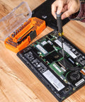 Using 64 Piece Micro Ratchet Bit Set With Low Profile Magnetic Driver And Modular Case on laptop repair