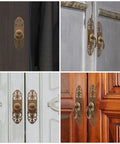 Antique Style Brass Cabinet Handles 2 Pack Vintage Drawer Pulls for Kitchen and Wardrobe on wood and painted cabinets.