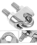 Heavy Duty Stainless Steel Wire Rope Cable Clamp U Bolt Fastener For 6mm Line, showcasing bolts and saddle design.