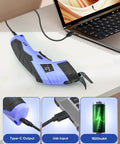 Rechargeable Cordless Electric Fabric Scissors And Cardboard Cutter With Tungsten Steel Blade connected to a laptop for charging.