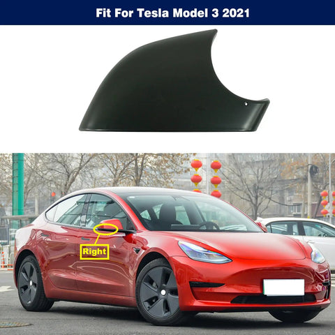 Top Notch Right Side Rearview Mirror Lower Cover Cap For Tesla Model 3 2017 Through 2022 clean black plastic cap for right side.