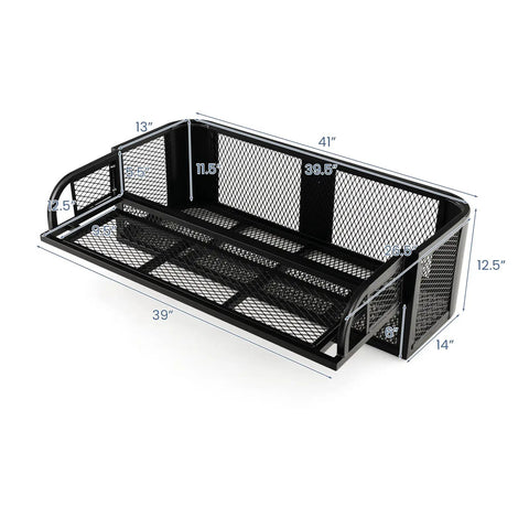Heavy Duty Rear Cargo Basket For ATV And UTV Detachable Steel Mesh Drop Rack Black Powder Coated Rust Resistant Universal Trail Ready Sling Your Gear No Sweat