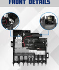 Close-up view of Badass Underhood Battery Distribution Fuse Block, showcasing ABS plastic and metal core features.