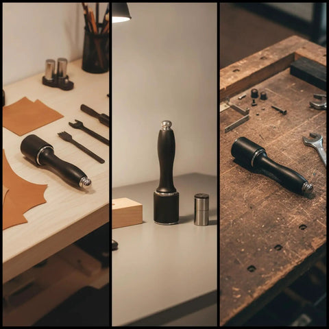 Tough As Nails Nylon Carving Hammer For Leather Tooling And Die Stamping Go To Mallet With Locked Grip Solid Face on workspace.