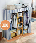 Portable Bamboo Frame Wardrobe Closet With Heavy Duty Nonwoven Cover Double Rod Hanging Clothes Organizer For Dorms And Camping No Sweat Setup That Keeps Your Threads Organized And Looking Sharp, showcasing hanging clothes and storage.