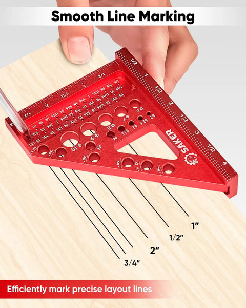 3D Multi Angle Measuring Square Ruler For Woodworking And Construction Pro Grade Aluminum Carpenter Square with marking on wood