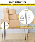 Beefy Heavy Duty Hairpin Table Legs 24 Inch Black Set Of 4 Carbon Steel With Three Rods For Desks Benches Tables And Chairs 880 Pounds Total Load Capacity DIY Furniture Support showing 24in legs
