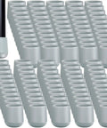 Heavy Duty Seven Eighths Inch Folding Chair Leg Caps Plastic End Caps In Gray Non Slip Floor Protectors For Hardwood Floors 300 Pcs Pack Fits Standard Metal Folding Chairs displayed.