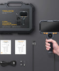 Four Way Articulating Borescope With Dual Lens Endoscope, 1080P HD Steerable Mechanic Inspection Camera, case, cables, guide