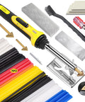Pro Grade 150W Plastic Welder Kit With 3 Speed Temperature Control, Rapid Heat, Includes 70 Welding Rods, Yellow, shown with accessories