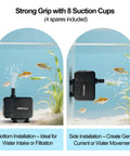 320 GPH Submersible Water Pump For Aquarium Pond And Hydroponics Quiet Energy Efficient With Three Nozzles Six Point Six Foot Power Cord And Max Lift Four Point Nine Feet in bottom and side installations in aquarium