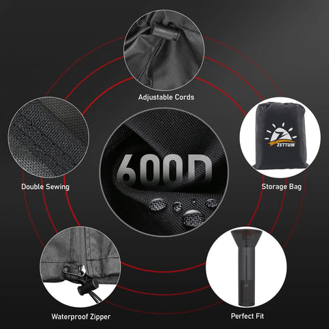 Waterproof Heavy Duty 600D Patio Heater Cover With Zipper Weatherproof Shield Fits 50,000 BTU Heaters material details