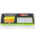 Front view: MOKMMKIT cement resistor kit in clear case, 50 pcs, 10W resistors, 25 values, ±5%