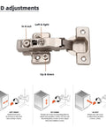 Full Overlay European Soft Close Cabinet Hinges 105 Degree Frameless Concealed Door Hinges with 3D adjustment instructions