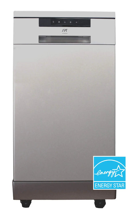 Sick 18 Inch Portable Dishwasher With Energy Star Certified Savings And Genuine Stainless Steel Interior featuring a front view.