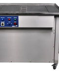 Kickass Heavy Duty Ultrasonic Parts Cleaner With Built In Heater And Safety Shutoff featuring stainless steel body and control panel.